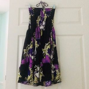 Batik smocked halter beach dress